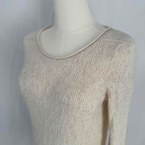 Moth Neutrals Fringe Trim Long Sleeve Pullover Sweater Womens XS - Picture 4 of 15